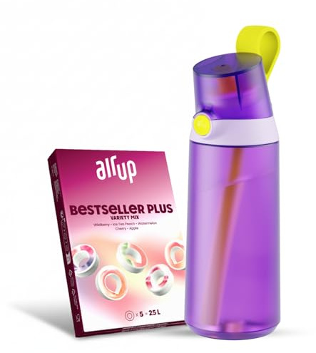 AIR UP® water bottle Click Squid Purple original starter set with pods in 5 flavors | 600ml drinking bottle with sugar-free flavoring | dishwasher-safe, BPA-free