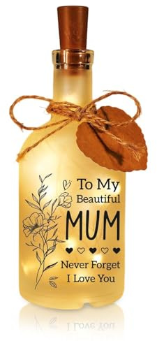 Birthday Gift for Mum, LED Bottle Decorative Light with Warm Message, Hemp Rope & Tag, Romantic Mum Gifts Light for Bedroom Shelf, Ideal Mom Present from Daughter Son for Christmas Mothers Day (B)
