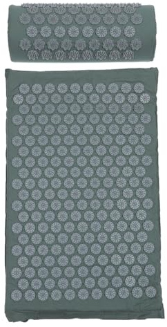 HOODANCOS Lot de 2 Tapis D’Acupression Shiatsu Gris avec Coussin de Massage pour Douleurs Musculaires Tapis de Massage Antidouleur pour Corps et Yoga Relaxation et Bien-Domicile