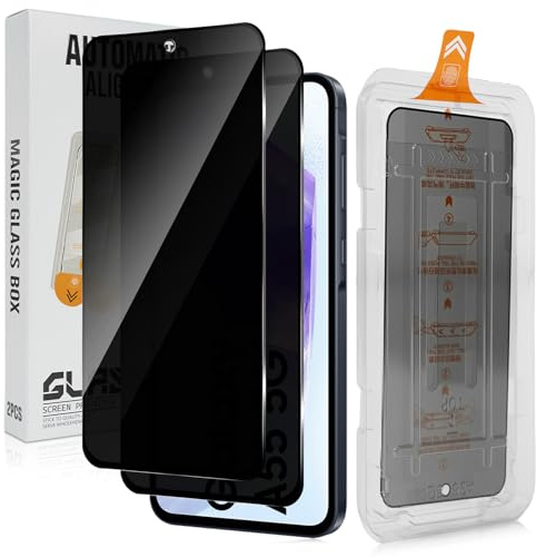 LiiLaa Sichtschutz für Samsung Galaxy A55 5G, [Auto-Installation][Full Screen] Anti-Spy Schutzfolie, Kratzfest Sichtschutzfolie, Anti-Fingerabdruck 0 Blasen Privacy blickschutz, 2 Stück
