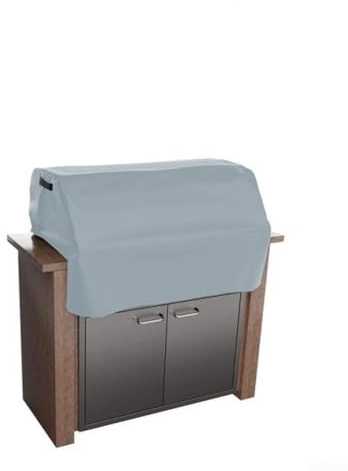 Copertura impermeabile per barbecue 600D per griglie esterne integrate, orlo elastico e tasca portaoggetti, grigio talpa, protezione resistente alle intemperie per pioggia, neve, raggi UV