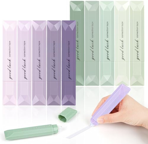 Feirdhoo Korrekturroller Set,10 Stück Korrekturroller Korrekturmaus Korrekturbands,Hohe Abdeckung,für Studenten, Büro, Schule, Heimgebrauch (Grünverlauf + Lilaverlauf)