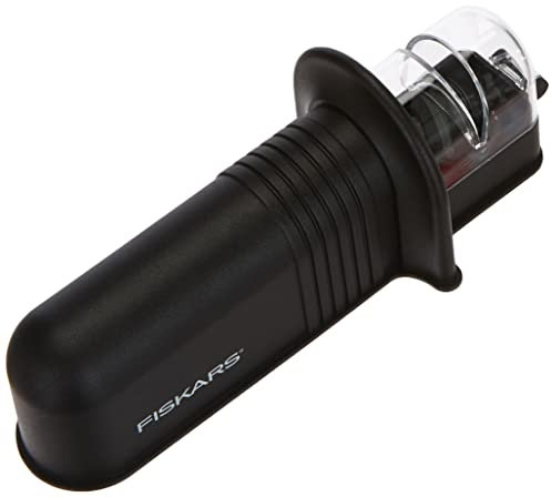 Fiskars Affilacoltelli Roll-Sharp con mola in ceramica, Plastica, Nero, Essential,1023811