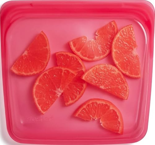 Stasher Sandwich Silikonbeutel, Gefrierbeutel, Wiederverwendbar, Himbeere | Frischhaltebeutel für Sandwiches, Snacks und Meal Prep; ideal für Lunchbox; Lebensmittelaufbewahrung, BPA-frei, Küche.