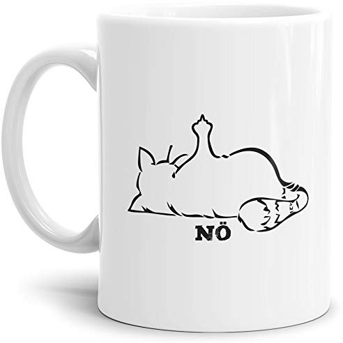 Katzen-Tasse mit Spruch - Cat/Tier/Geschenk-Idee/Fellnase/Weiss