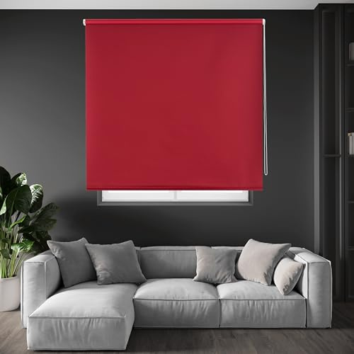 Blindecor Draco | Rollo verdunkelung - Bordeauxrot, 120 x 230 cm (BxH) | Stoffgröße 117 x 225 cm. Thermorollo für fenster