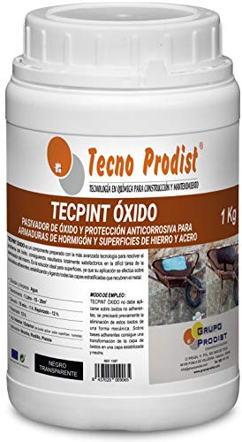 Tecno Prodist TECPINT OXIDO 1 Litro - Pasivador de óxido al agua - protección anticorrosiva para armaduras – convertidor y transformador de oxido para superficies de hierro y acero