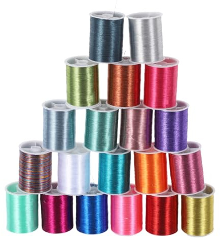 Healifty Hilo De Bordar Metálico 20 Bobinas De Hilo Metalizado Para Punto De Cruz Coser Y Bordado a Mano Ideal Para Manualidades Tejido Crochet Y Acolchado En Casa 1.77X1.37X1.37In