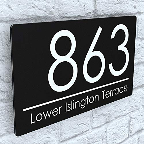 K Smart Sign | Exalted | EXA4-C-H1-27W-MB | Composite Aluminium Matt Black Floating House Sign Plaque Number | 280mm x 160mm