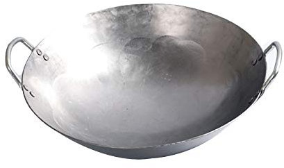 Sartén De Hierro Fundido Para Wok - Olla De Hierro Chino Wok De Fondo Redondo De Acero Al Carbono Con 2 Asas De Lazo Para Gas Natural,40cm