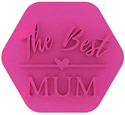 LissieLou The Best Mum Cookie Stamp Mother's Day Love Heart Icing Fondant Embosser - Light Pink
