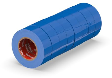 ERKO Ruban Isolant Électrique PVC 19mm x 20m, 8pcs, Bleu, Chatterton
