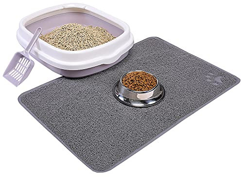 Katzentoilette mit Deckel, Katzentoilette, Kotheber, Schaufel und Kitten Kitty Edelstahl-Futternapf, Starter-Set, 4 Stück, für kleine Katzen innerhalb von 5 Monaten (grau-vier Einträge)