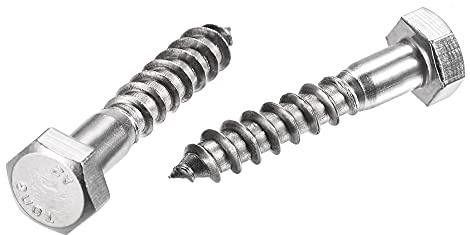 sourcing map Sechskantschrauben, M8 x 40 mm, 304 Edelstahl, Halbgewinde, selbstschneidende Schrauben für Holzschrauben, 10 Stück