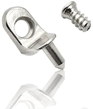 50 Stück Winkelbodenträger | Bodenträger 5mm mit Schraube & Zapfen für Einlegeböden | Regalstifte vernickelt aus Metall | Einlegeboden Halter mit Bund für Küche, Schrank, Bücherregal Möbelbodenträger