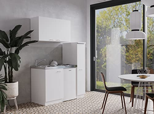 respekta Levin MK130WOSSV - Cocina Americana (130 cm de Ancho, con electrodomésticos), Color Blanco