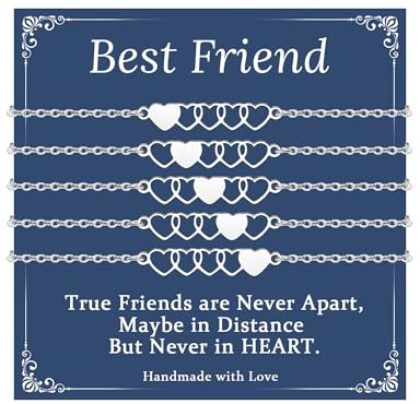 CheersLife 2/3/4/5/6 Pcs Friendship Gifts for Women Friends Girls Teen | Friend Bracelets Bff Matching Heart Bracelet - Birthday Christmas Valentine's Day Jewelry Gifts