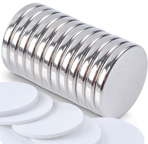 MIN CI 12 Stück Neodym Magnete Selbstklebend, 20x3mm Runde Flache Magnete für Magnettafel, Kühlschrank, Whiteboard Klein