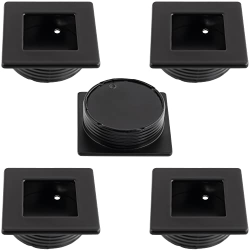 AERZETIX - C64299 - Lot de 5 poignées à encastrer carrées 46x46 mm Ø40 mm pour porte coulissante - meuble armoire placard tiroir décoration intérieur cuisine salon - en plastique - couleur noir mat