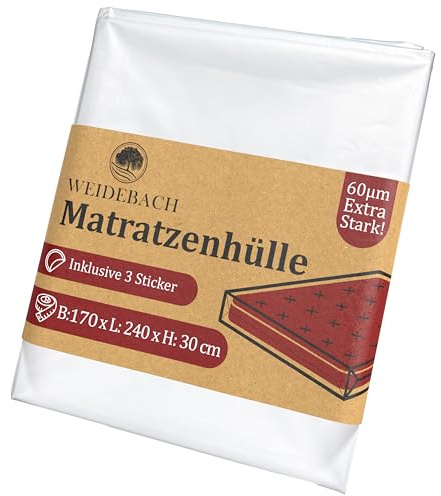 WEIDEBACH® Custodia Protettiva materasso, Robusto Coprimaterasso Singolo, Taglia 160 X 200 Cm, Sacco Porta Materasso Adatto Anche Per Trasporto, Coprimaterasso in Plastica, Anti Odori E Umidità