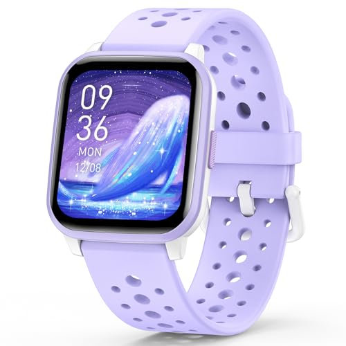 Butele Kids Smart Watch for Girls & Boys, Game Watch with Sleep Mode, 20 Sports Modes, 5 Games, Pedometer - Purple