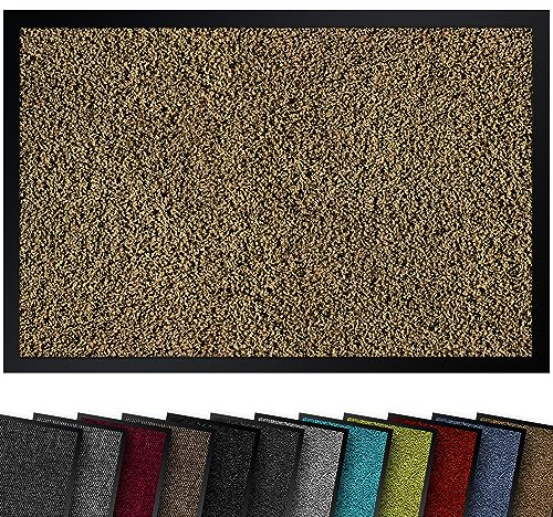 comflor Hochwertige Fußmatte Sand 60x90 groß für Innen & Außen - Schmutzfangmatte rutschfest, waschbar & wetterfest - Fussmatte für Eingangsbereich & Aussenbereich - Läufer Flur dünn