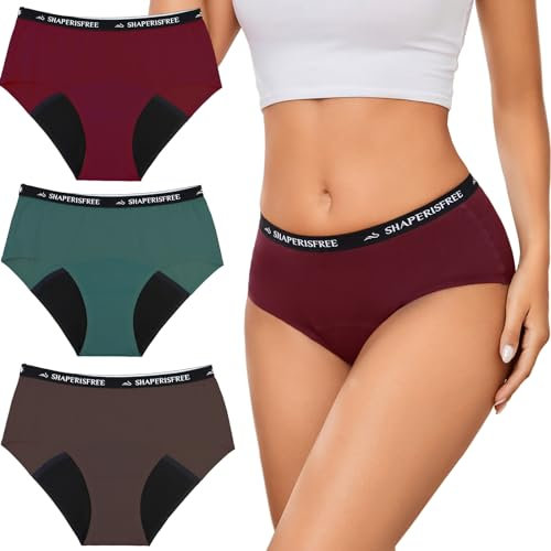 shaperisfree Inkontinenzunterwäsche für Damen, hohe Saugfähigkeit, Baumwolle, Unterwäsche, starker Durchfluss, auslaufsicher, nach der Geburt, Menstruationsschutzslip