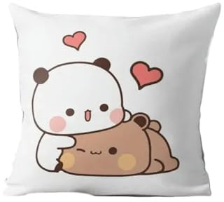 PARREN Kissenbezug 2Pcs Panda Bär Umarmung Bubu Duda Mochi Pfirsich Katze Wurf Kissen Schlafzimmer Sofa Anime Bett Mode Kissenbezug-2-40X40Cm