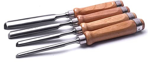 Samnuerly Durable Chrome Vanadium Steel Wood Chisel Carpenter Carving Chisel DIY Flat/Half Round Woodworking Chisels (Blade Size: 8mm Half Round) (4pcs Half Round)
