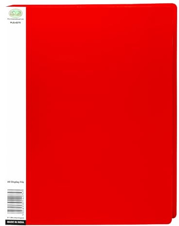 A4 Red Display Folder, Display File with 20 Pockets Display Book Presentation Folder with Plastic Pockets Certificate Folder - 40 View Pages (Set of 1)