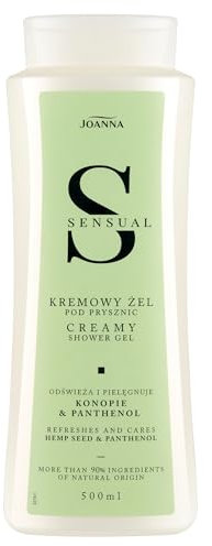 JOANNA Sensual Gel doccia da donna – con canapa e pantenolo – Idratante – Donna – Gel detergente delicato – Doccia sensibile – per tutti i tipi di pelle e pelle secca – 500 ml