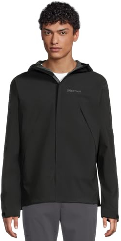 Marmot Män Precip Eco Pro Jacket, Vattentät Jacka, Lätt Regnjacka Med Huva, Vindtät Regnrock, Andningsbar Vindjacka, Perfekt För Löpning Och Vandring, Black, M