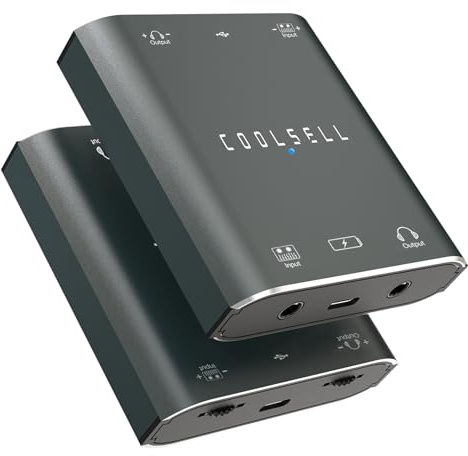 COOLSELL Audio Interface, Stereo 24Bit/192kHz USB C & iPhone Guitar Interface for Recording, Live Streams and Podcasting, Compatible with iPhone, iPad, Mac, Android and PC