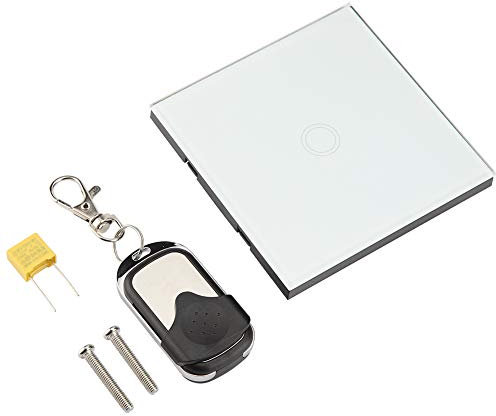 Intelligenter Wandlichtschalter, 1-Wege-Smart-Touch-Schalter aus gehärtetem Glas, stoßfest, wasserdicht, Touch-Wandschalter für Zuhause, Büro (Weiß)
