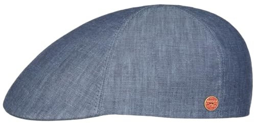 Mayser Paddy Leinen Flatcap Schirmmütze Schiebermütze Herren - Made in The EU mit Schirm, Futter Sommer Frühling-Sommer - 57 cm blau