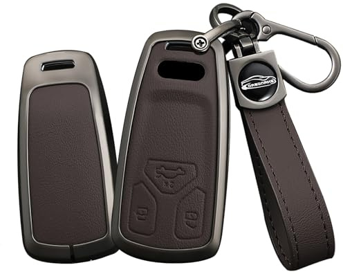 TECART Smart Autoschlüssel Hülle cover Passt für AUDI A3 A4(8W) A5 A6 A7 A8 A4L A6L S4 S5 S7 S8 RS RS4 RS5 Q2 Q3 Q5 Q7 SQ5 SQ7 Lede Zinklegierung Schutzhülle Schlüsselcover Tragbar Zubehör 3 Taste