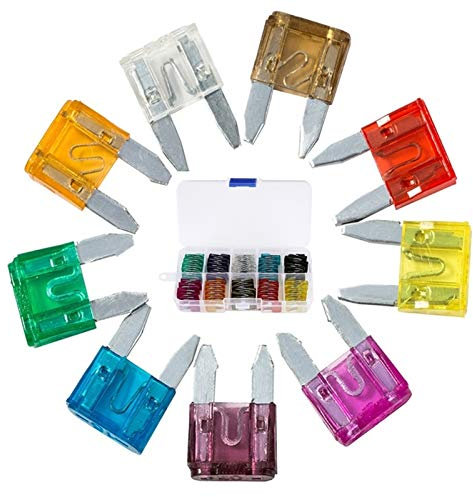TMP1105 120-teiliges Mini-Flachsicherungs-Set, Zinklegierung, 2–35 A, for Auto, Pkw, mit Flachsicherungs-Extraktor und Aufbewahrungsbox Ersatzsicherung