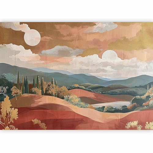 murando - Papier peint panoramique paysage 350x256 cm - Revêtement mural décoration pour chambre salon cuisine - Design unique et moderne - Rouge vert gris beige - c-H-10021-a-a