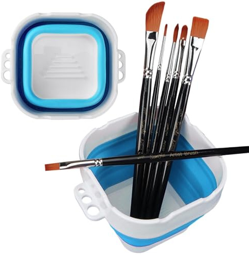 Paint Brush Cleaner, Portable Collapsibles Water Cup,1.2L Washing Bucket Brush Holder Cleaner Painting Water Cup for Watercolor Oil Painting