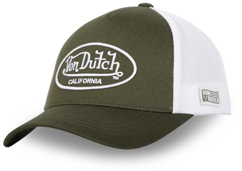 Von Dutch Justerbar keps för män och kvinnor, LOF truckerkeps, justerbar med rem, Vit/grön, One size