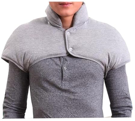 Dicker Schulterwärmer für Männer, Pad Neck Schulterweste, ärmellose Jacke Schulterwärmer Wrap für Winter, Grau
