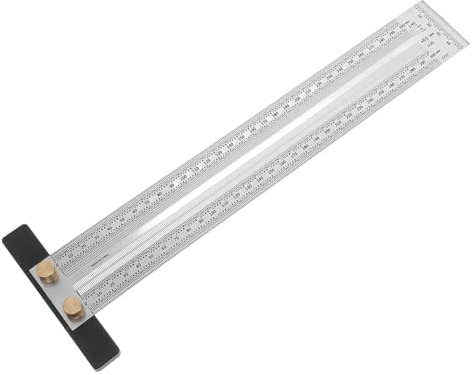 DOITOOL Edelstahl Multifunktionswerkzeug Lineal 300mm mit Klaren Markierungen Tragbares T-förmiges Holzbearbeitungslineal für Werkstätten und Heimwerker