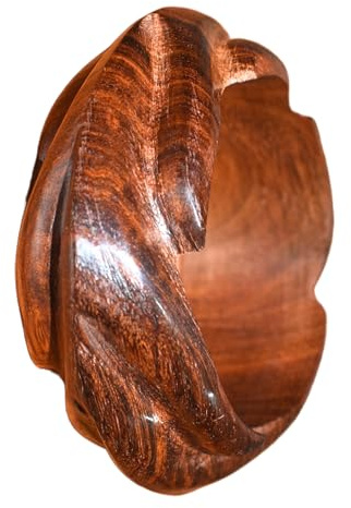 Healthy Floyds Women’s Wooden Bangle – Natural Wood with Elegant Cutting Design, Handmade Jewelry