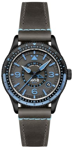 AVI-8 Flyboy Airmaster GMT Herren Automatikuhr 40mm mit Lederband AV-4128