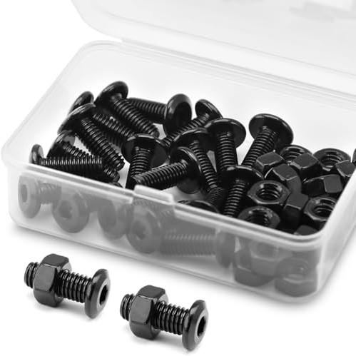 (20 Sätze) M6 x 16mm Flachkopf-Innensechskantschrauben und Muttern Set, 304 Edelstahl Schwarzes Oxid, Sechskantschrauben für Möbel, Möbelschrauben