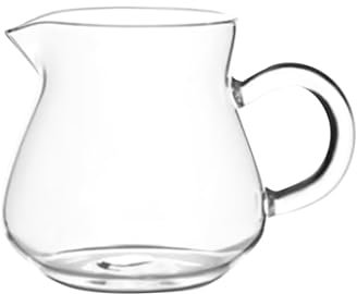 KESOTO Sleek Glass Milk Jug, Glass Milk Pitcher, Clear Drink Pot, Creamer Dispenser, Transparent Milk Pourer Mini Carafe Coffee Mug for Latte, Juice, Tea, Coffee Delights, 250ml, 7x5.5x8.3cm