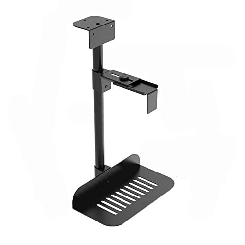 Jian1004 Adjustable Monitor Stand CPU Holder Under Desk Mount - Universal PC Case Holder Adjustable Wall PC Mount with 360° Swivel, Suspended PC Tower Holder Mainframe Hanger Arm Monitor(Knob Black)