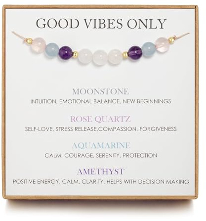 WATEFOER Bracelet de Pierre de Lune, Bracelet d'espoir pour Femme, Bracelets de Cristal Attraction de l'Amour, Bracelets de Protection, Cadeau de Grossesse Saine (Seulement de bonnes vibrations)