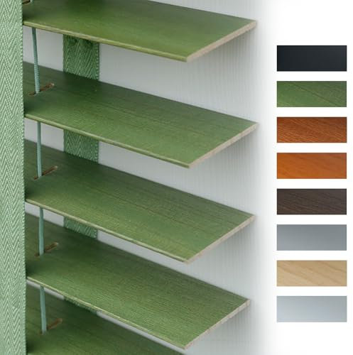 Genérico Persiana Veneciana de Madera, Persianas Horizontales Lamas 50mm, Cortinas Venecianas De Privacidad, 25/30/35/45/60/80/100/130/160cm Estores De Parasol para Cocina/Oficina/baño(Verde)