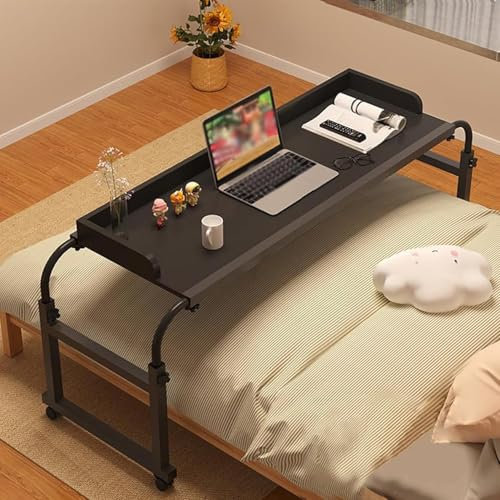 GWWBD über-betttisch Auf Rollen Höhenverstellbar，Bett Beistelltisch Holz Rolltisch Mit Aufbewahrung Pflegetisch Klappbar Mit Rollen Tisch Mit Rollen Klappbar(Color:schwarz+)